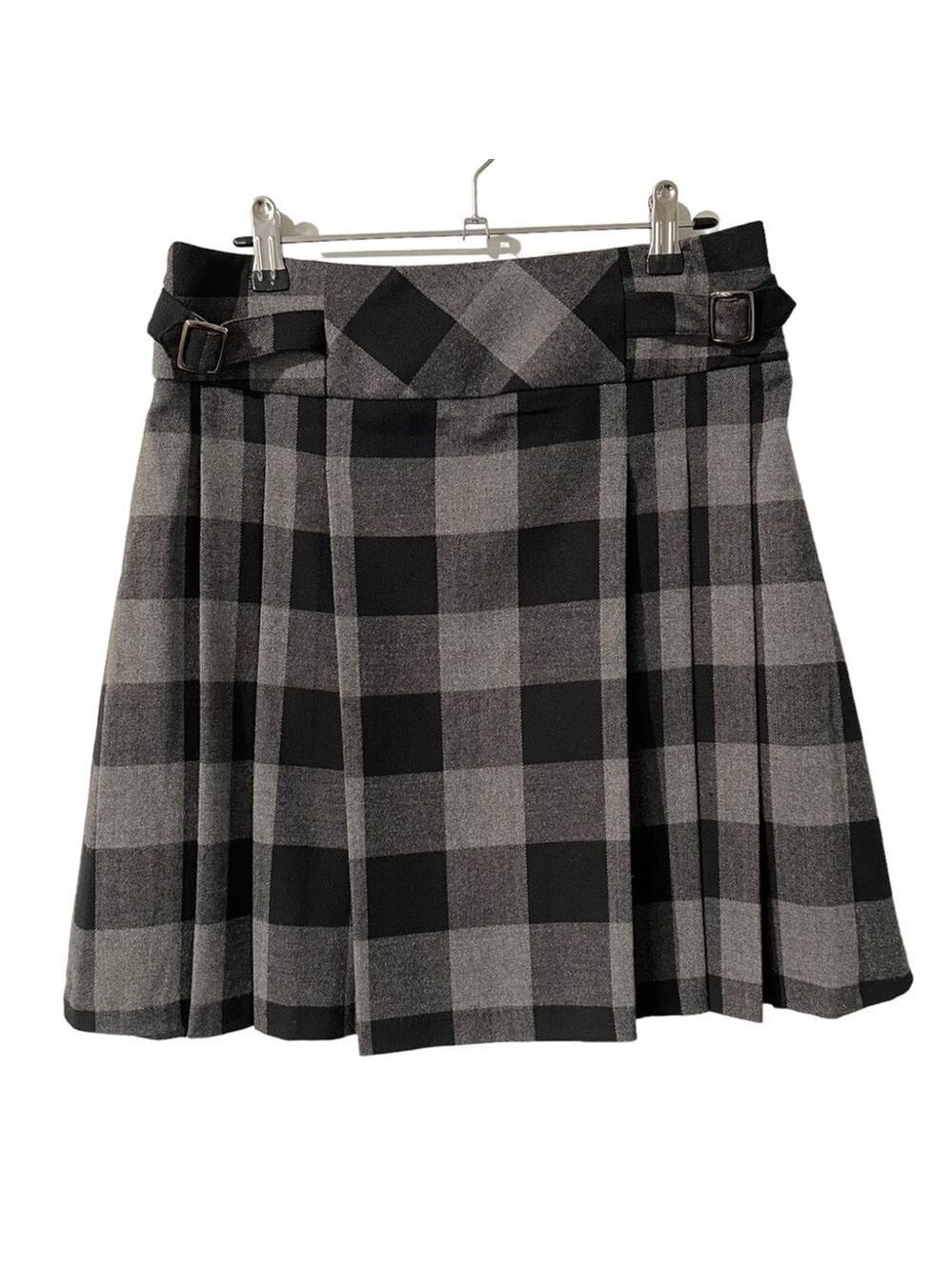 Nass Woman Pleated Mini Skirt Sz 4 Black Grey Check Plaid Unlined Academia EUC